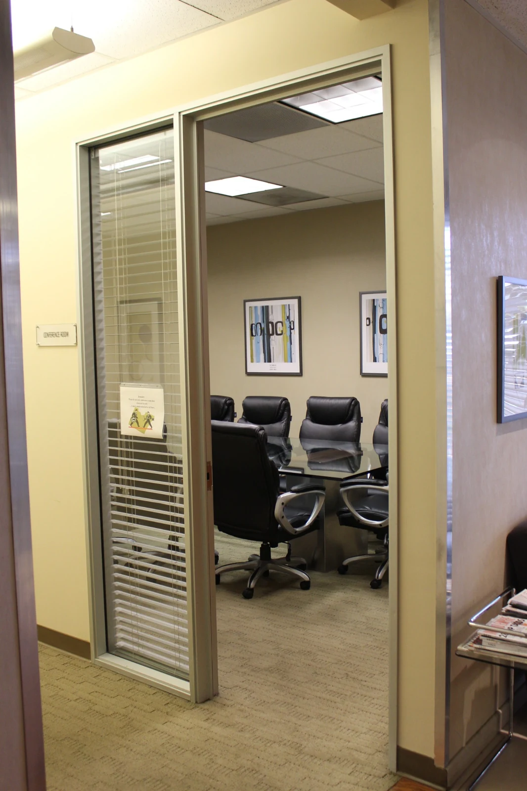 Open doorway into a conference room at Gateway Executive Suites, 500 East E Street