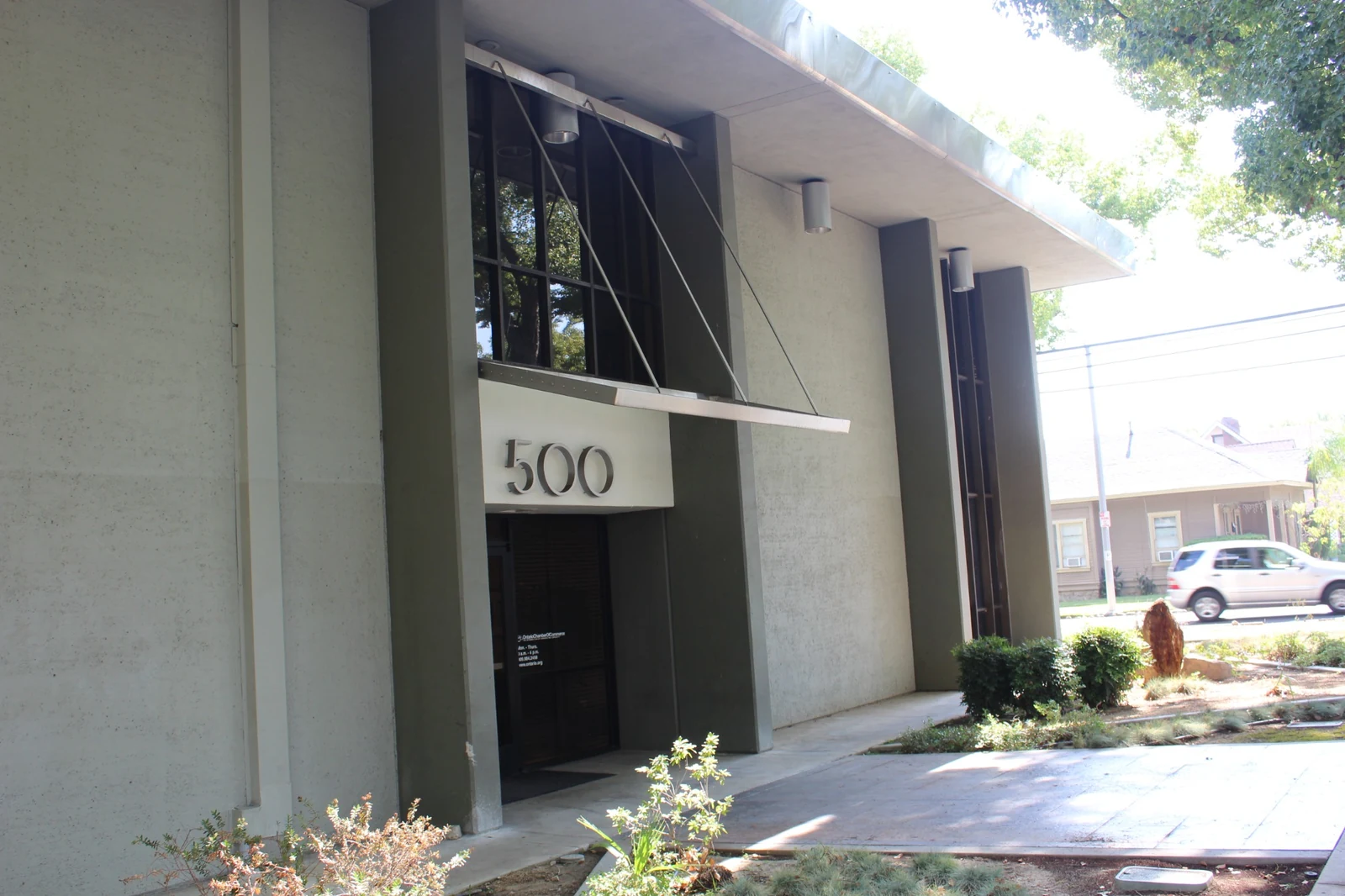 Office building entrance facade at Gateway Executive Suites, 500 East E Street